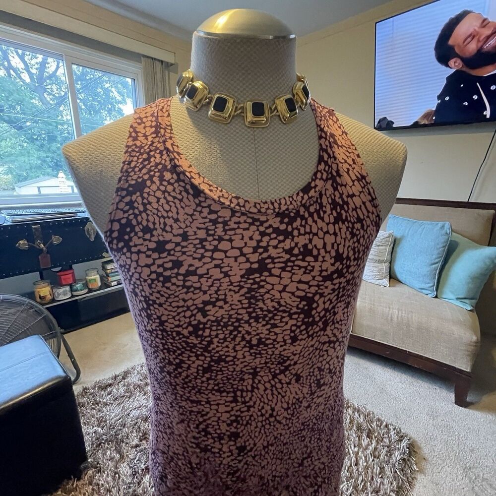 LOGO Lori Goldstein Top Women (S) Lagenlook Geometric Sleeveless Tunic Casual